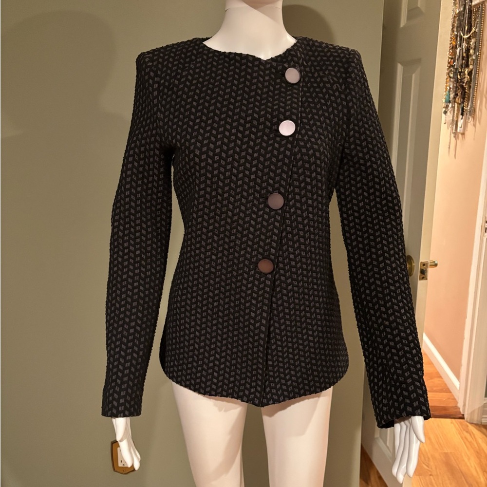 Armani Collezioni Black & Gray Textured Blazer